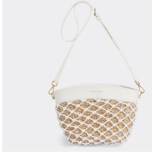 Vineyard Vines Rope Net Basket White and Brown Crossbody Bag